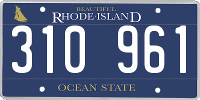 RI license plate 310961