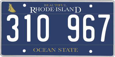 RI license plate 310967