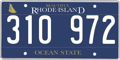 RI license plate 310972
