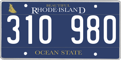 RI license plate 310980