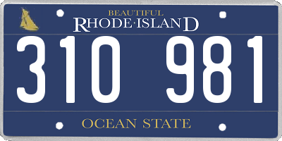 RI license plate 310981