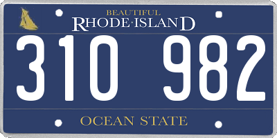 RI license plate 310982