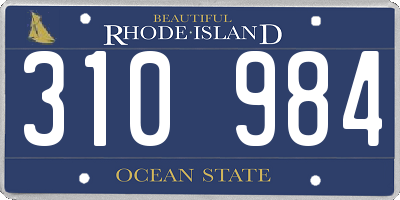 RI license plate 310984