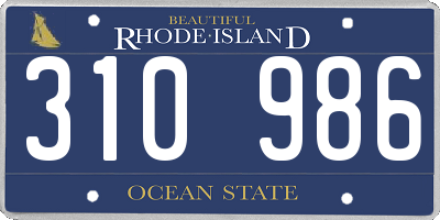RI license plate 310986