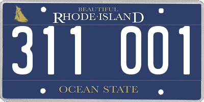 RI license plate 311001
