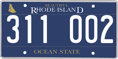RI license plate 311002