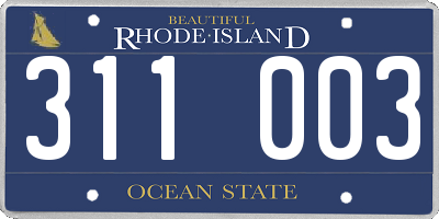 RI license plate 311003