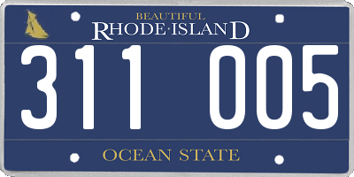 RI license plate 311005