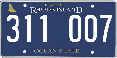 RI license plate 311007