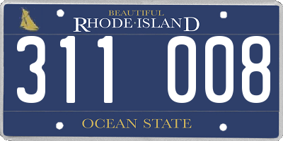 RI license plate 311008