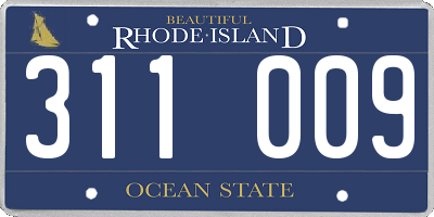 RI license plate 311009
