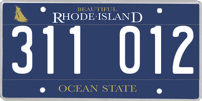RI license plate 311012