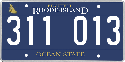 RI license plate 311013