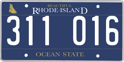 RI license plate 311016