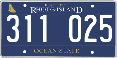 RI license plate 311025