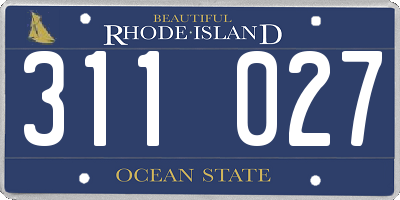 RI license plate 311027