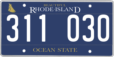 RI license plate 311030