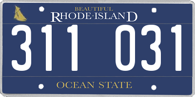 RI license plate 311031