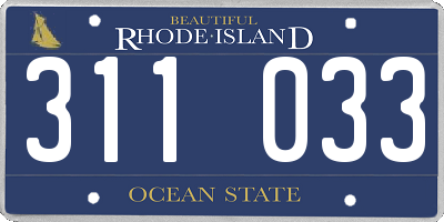 RI license plate 311033