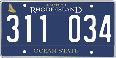 RI license plate 311034