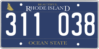 RI license plate 311038
