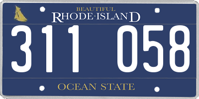 RI license plate 311058