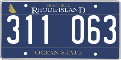 RI license plate 311063