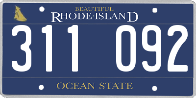 RI license plate 311092
