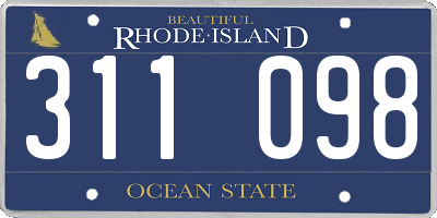 RI license plate 311098