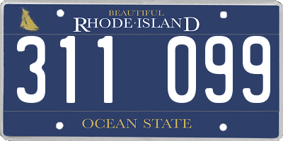 RI license plate 311099