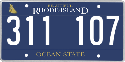 RI license plate 311107