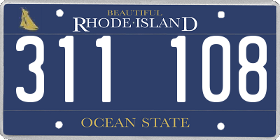 RI license plate 311108