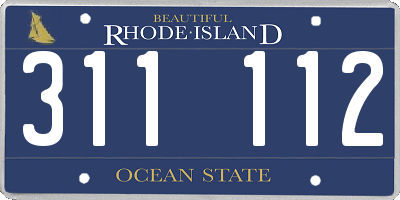 RI license plate 311112