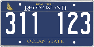 RI license plate 311123