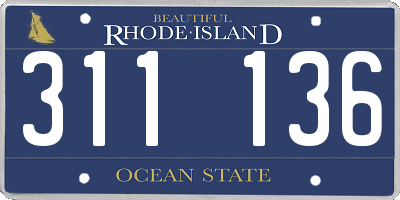 RI license plate 311136