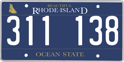RI license plate 311138