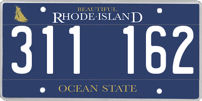 RI license plate 311162