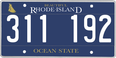 RI license plate 311192