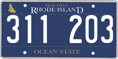 RI license plate 311203