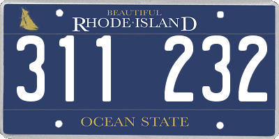 RI license plate 311232