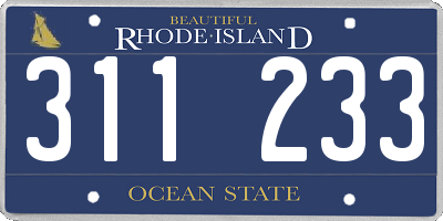 RI license plate 311233