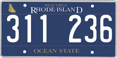 RI license plate 311236
