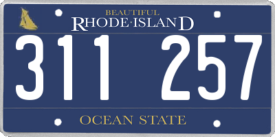 RI license plate 311257