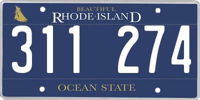 RI license plate 311274