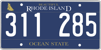 RI license plate 311285