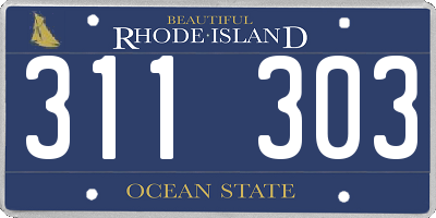 RI license plate 311303