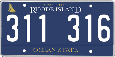 RI license plate 311316