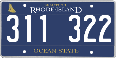 RI license plate 311322