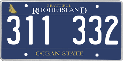 RI license plate 311332
