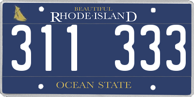 RI license plate 311333
